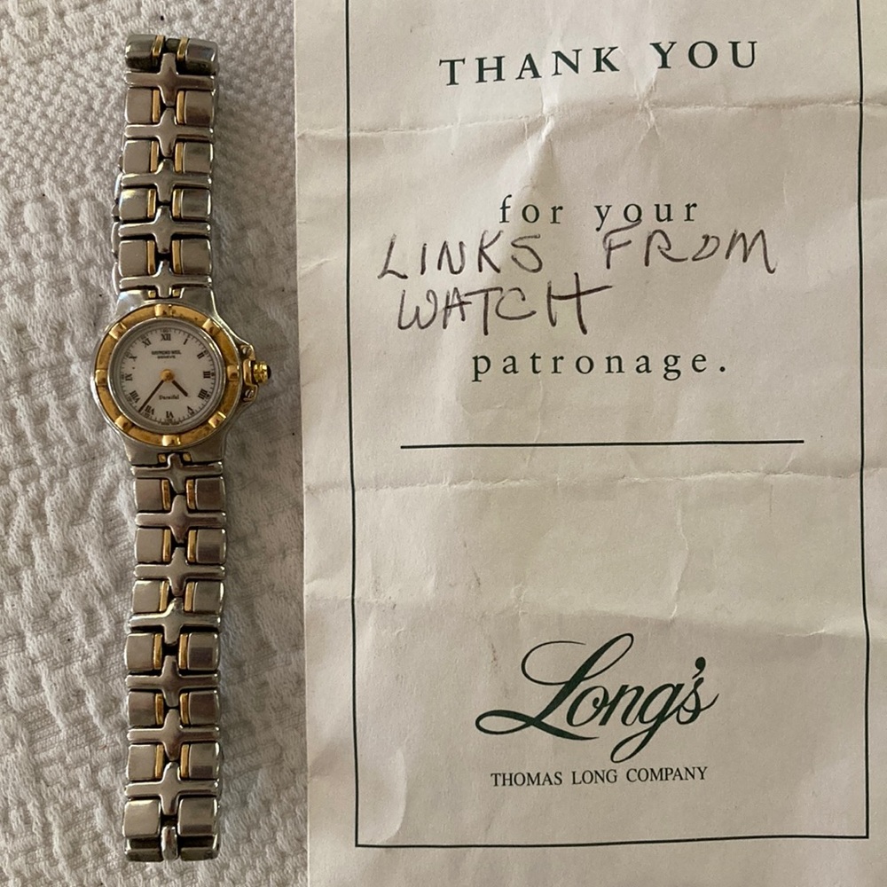 Raymond Weil ladies gold and stainless steel watch.